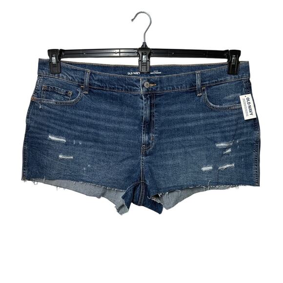 Old Navy Mid-Rise Boyfriend Denim Shorts Size 20 Raw Hem Casual Festival Western - Picture 1 of 9